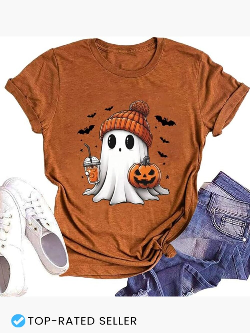 Halloween Pumpkin Graphic Tee Cute Fall Short Sleeve Crew Neck Casual Top